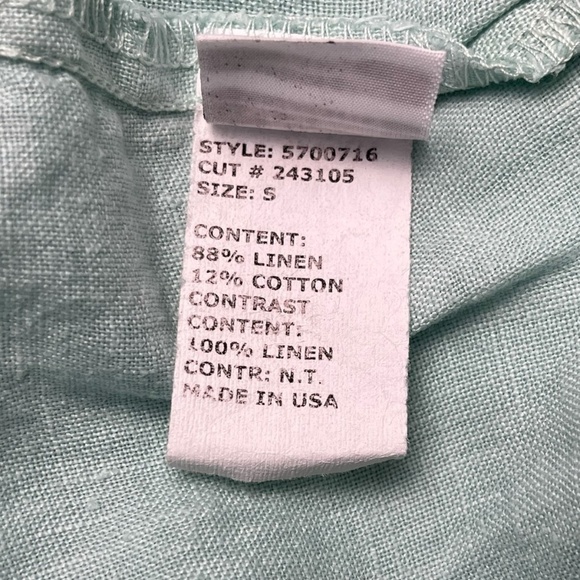 Cut Loose Size Small Sleeveless Shift Dress Linen Cotton Blue Pockets Lagenlook - Picture 7 of 8